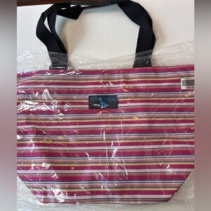 Junonia Striped Tote Bag Pink Multi | NWT Beach Gym Travel Shoulder Bag